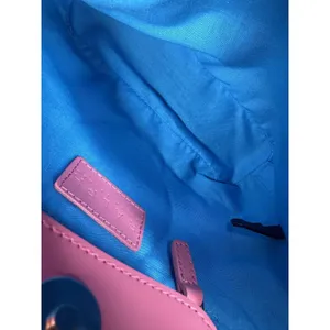 Ralph Shoulder Bag Womens Small Blue Canvas Pink Leather Floral Embroidery thumbnail 6