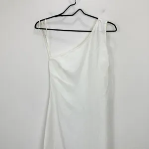 Madewell One Shoulder Midi Dress Linen Blend Lighthouse Minimalist US 00 NWT thumbnail 6