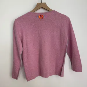 Free People Pink Embroidered Cardigan Sweater Womens Medium New Lilac thumbnail 3