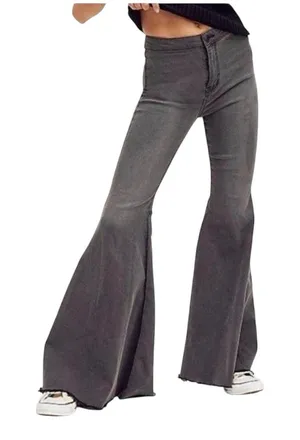 Free People High Rise Flated Jeans W/ Raw Hem Size 30 thumbnail 1