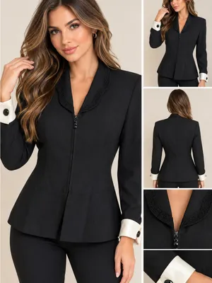 Vintage Albert Nipon Evening Black Beaded Blazer Jacket Sz 4 thumbnail 2