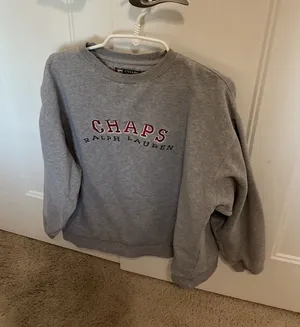 Vintage Y2K Ralph Lauren Chaps Heather Gray Logo Crewneck Sweatshirt XL thumbnail 1
