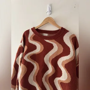 Altar’d State Brown Groovy Retro Style Andie‎ Oversized Sweater thumbnail 3