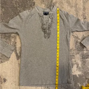 Polo Jeans Company Long Sleeve Ruffle V-Neck Top - Gray thumbnail 5