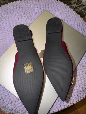 Berness Claudean Pointed Toe Slingback Flats in rich burgundy red suede finish thumbnail 3