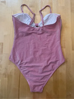 Betsey Johnson Barbie Pink Metallic Glitter Shimmer One Piece Swimsuit thumbnail 2