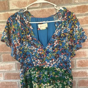 Anthropologie Robin Tiered Floral Flutter Sleeve Dress XS Garden Cottagecore thumbnail 4