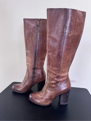 Frye Parker Tall Cognac Brown Leather Mid-Heel Knee Boots thumbnail 3