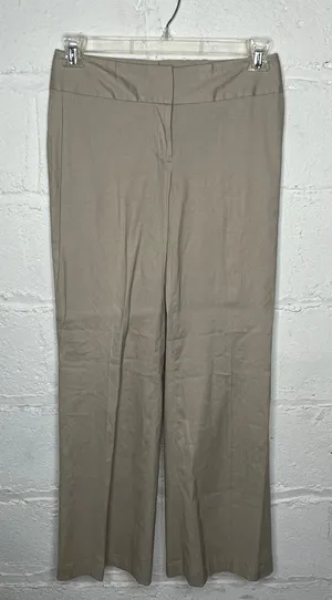 Morning Lady‎ Women's Straight Leg Beige Linen Blend Zip Up Pants Size 6 thumbnail 1