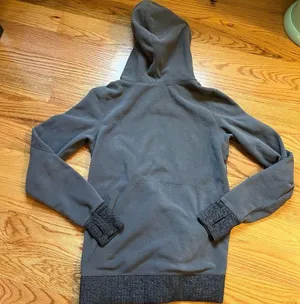 Lululemon Runaway Fleece Hoodie Athletic Pullover Soot Light Gray Herringbone thumbnail 3