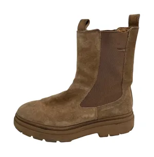 ZARA Womens Brown Suede Side Gore Chunky Sole Round Toe Ankle Chelsea Boots 10.5 thumbnail 1