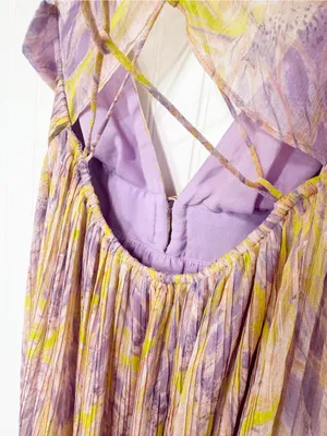 ASTR Minari Pleated Floral Maxi Dress Medium Purple Wedding Guest Garden Party thumbnail 11