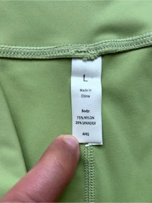 AHQ Green Nylon Activewear Flare Leggings w/ Crisscross Waist & Pockets Sporty L thumbnail 3