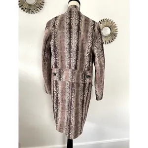 Blank NYC Python Print Faux Suede Longline Duster Coat Neutral Taupe Womens Sm thumbnail 9