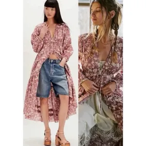 Free People Ethereal Dainty Cottage Pappiet Midi Dress Rose Maxi Top Large thumbnail 14
