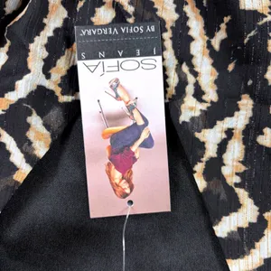 Sofia Jeans Sofia‎ Vergara Tiger Print Midi Dress Metallic Smocked XS New thumbnail 4