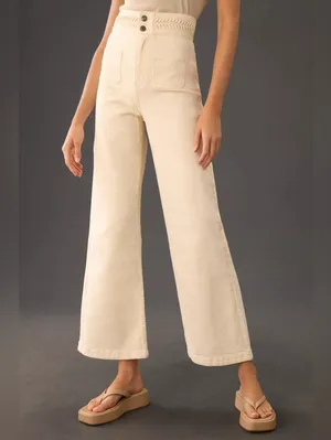 Anthropologie Magali Pascal Birkin High-Rise Wide Leg in Ecru. thumbnail 3