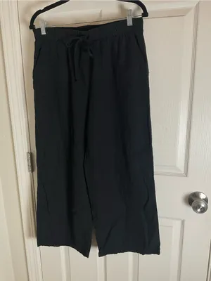 Ambiance Apparel Black Linen Blend Wide Leg Pants Size Large thumbnail 2