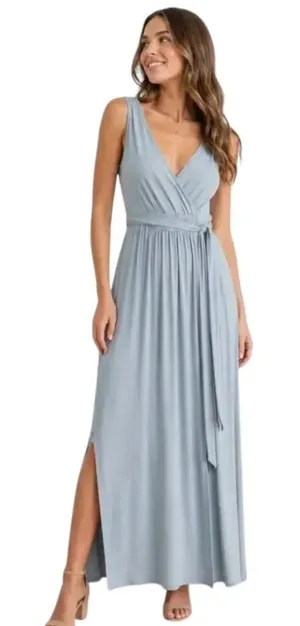 Lulus Dusty Mint Boho Sleeveless Maxi Dress Tie Waist 44552 Large NWT thumbnail 1