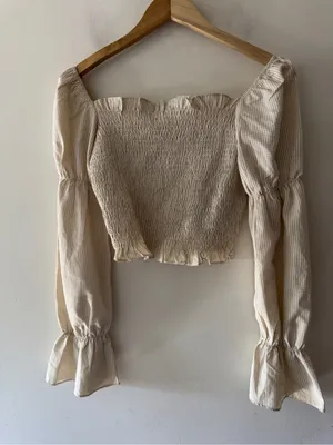 MORE TO COME Revolve Smocked Gingham Plaid Crop Top thumbnail 4