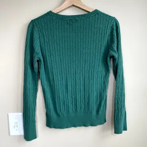 Merona green knit crewneck sweater‎ women's size medium cotton rayon top casual thumbnail 6