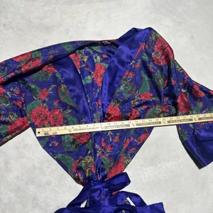 1990s Y2K Hollywood Victoria Secret Vintage Floral Longe Robe Women's SZ M/L thumbnail 3