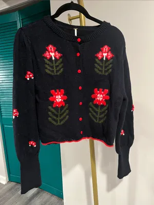 FREE PEOPLE NWT Nonna Knit Cardi / Midnight Bloom Combo thumbnail 8