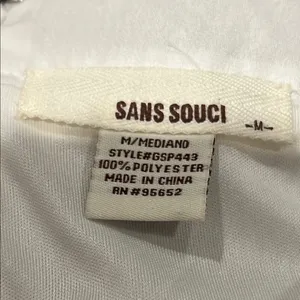 Sans Souci White‎ Wide Leg Pleated Pants Semi Sheer, Size M NWOT flowy romantic thumbnail 5