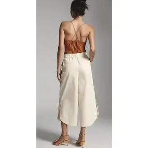 Anthropologie Mare Mare Curved-Hem Chino Pants Wide Leg Light Sand Size XL thumbnail 2