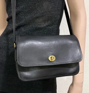 Vintage COACH 9850 Compartment Bag Black Glove Tanned Cowhide Leather Crossbody thumbnail 1