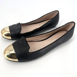Aldo‎ Women’s Leather Black and Metallic Gold Flats Loafers Size 7.5 thumbnail 2