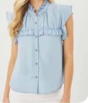 Chambray sleeveless button up top size M Size M thumbnail 2