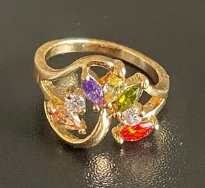 Multicolor stone 18k gold plated ring size 4.5 thumbnail 1