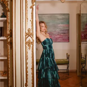 Hutch Lanza Strapless Tiered Ruffle Maxi Dress 4‎ Anthropologie Tulle Gown NWT thumbnail 4