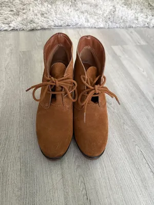 Sonoma Life+Style Suede Lace-Up Wedge Ankle Booties in Brown “Chestnut” Size 8.5 thumbnail 2