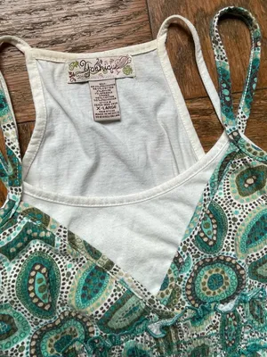 Y2K Younique XL top ~ teal and brown bohemian paisley pattern ~ Excellent thumbnail 3