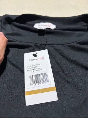 Skinnygirl NWT Black Shoulderpad top small thumbnail 3