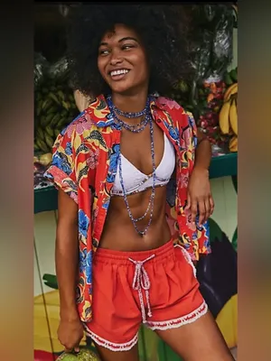 NWT FREE PEOPLE Summer Dive Necklace Blue Bead Layered 🌊🏝️ thumbnail 3