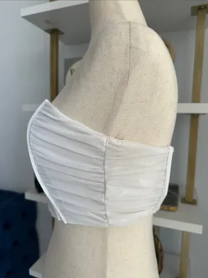 Tic Toc Strapless White Structured Bustier Top thumbnail 2