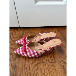 Wild Fable Lysandra Red Gingham Pointed-Toe Slingback Kitten Heels Size 8.5 New thumbnail 3