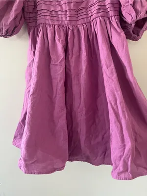 Abercrombie Purple Linen Blend Babydoll Puff Sleeve Mini Dress Small Coastal thumbnail 4