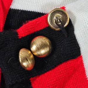 Norton McNaughton Petites‎ Black White Red Striped Button Front Cardigan Sweater thumbnail 7