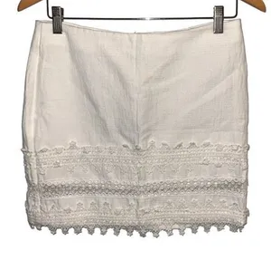 H&M Eyelet Crochet Mini‎ Skirt Cream Off White Size 8 New thumbnail 1