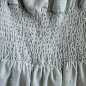 Swiss Dot Off-Shoulder Smocked Ruffle Romper Dress thumbnail 3
