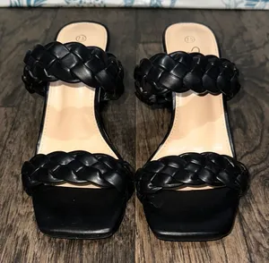 Elegant Black Braided Sandals Size 7.5 thumbnail 1