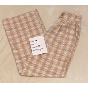 Princess Polly Archer‎ Plaid Wide Leg Trousers Pants Beige Tan Cream Women Sz 4 thumbnail 7