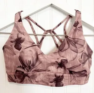 Athleta Solace Bra Size Medium‎ Pink Floral Powervita Padded Sporty Clean Girl thumbnail 1