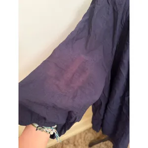 Ulla Popken Navy Blue Crinkle Viscose Tunic Top Layered Lace Hem Plus Size Boho thumbnail 3
