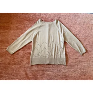 Susan Bristol Beige Silk Wool Cardigan Sweater Size M thumbnail 7