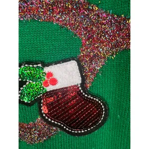 Women's Forever 21 Christmas Sweater Green/Red Size S. Ugly Christmas thumbnail 6